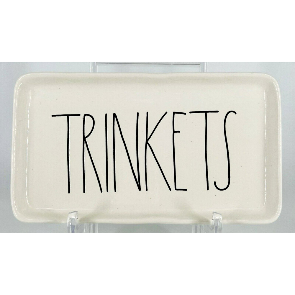 Rae Dunn White "Trinkets" Trinket Tray For Wallet Keys Glasses Jewelry Change
